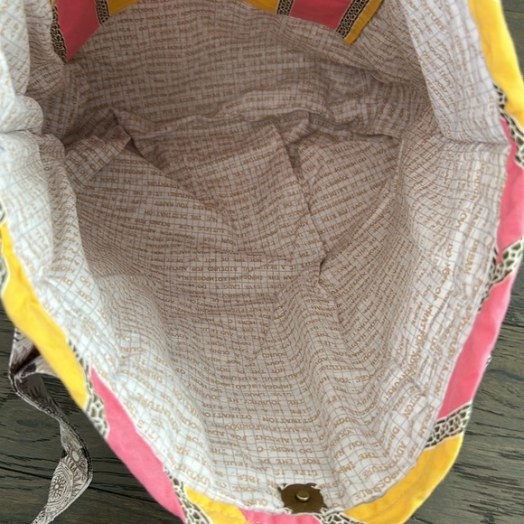 Handmade quilt bag - shoulder bag, bird fabric with pocket - Picture 6 of 7